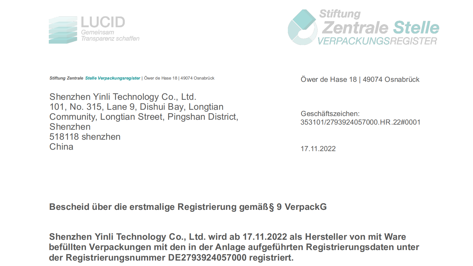 German Packaging License