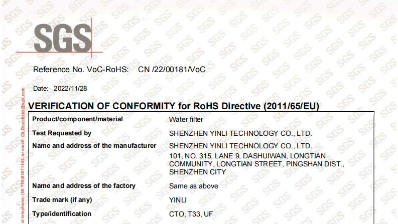 SGS VOC Emission Test Report